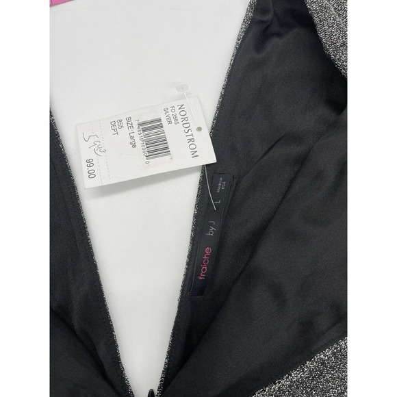 Fraiche By J In Silver Deep V-neck Fit & Flare Minidress Size Large - Picture 5 of 8